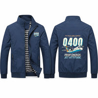 Thumbnail for De Havilland Dash 8-400 Stylish Jackets - Stand Collar - Cartoon - Navy Blue