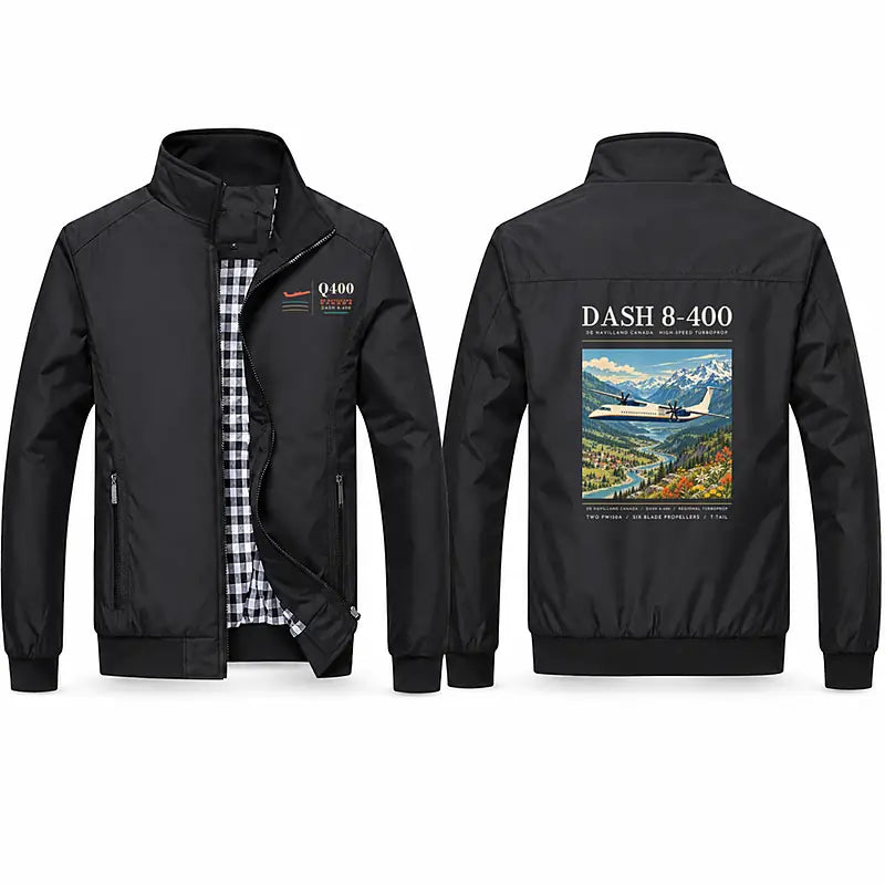 De Havilland Dash 8-400 Stylish Jackets - Stand Collar - Poster - Black
