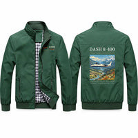 Thumbnail for De Havilland Dash 8-400 Stylish Jackets - Stand Collar - Poster - Green