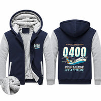 Thumbnail for De Havilland Dash 8-400 Zipped Sweatshirts - Cartoon - Navy & Gray