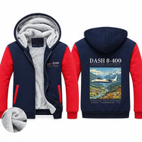 Thumbnail for De Havilland Dash 8-400 Zipped Sweatshirts - Poster - Navy & Red