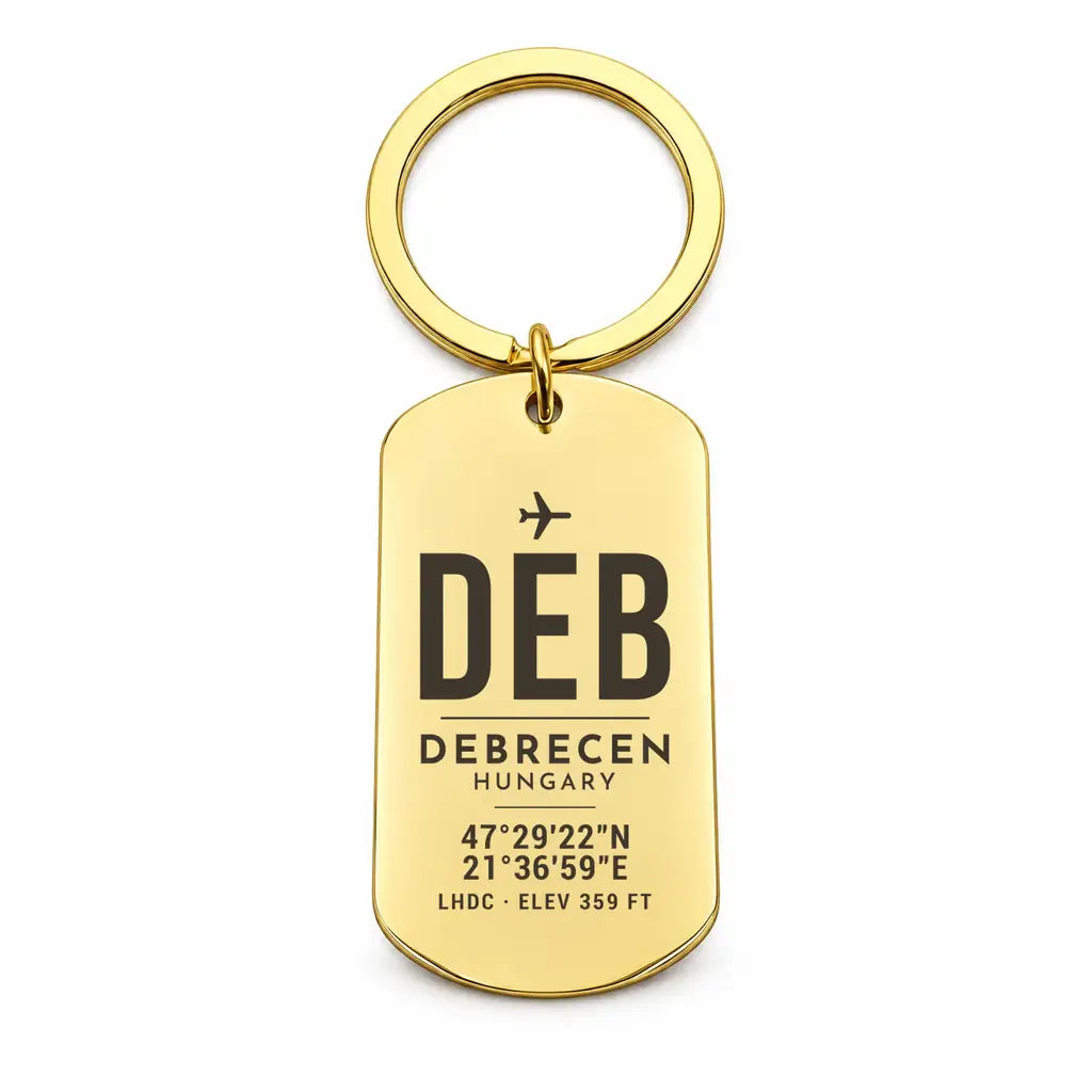 Debrecen International Airport DEB - Key Chain - Original Design - Gold