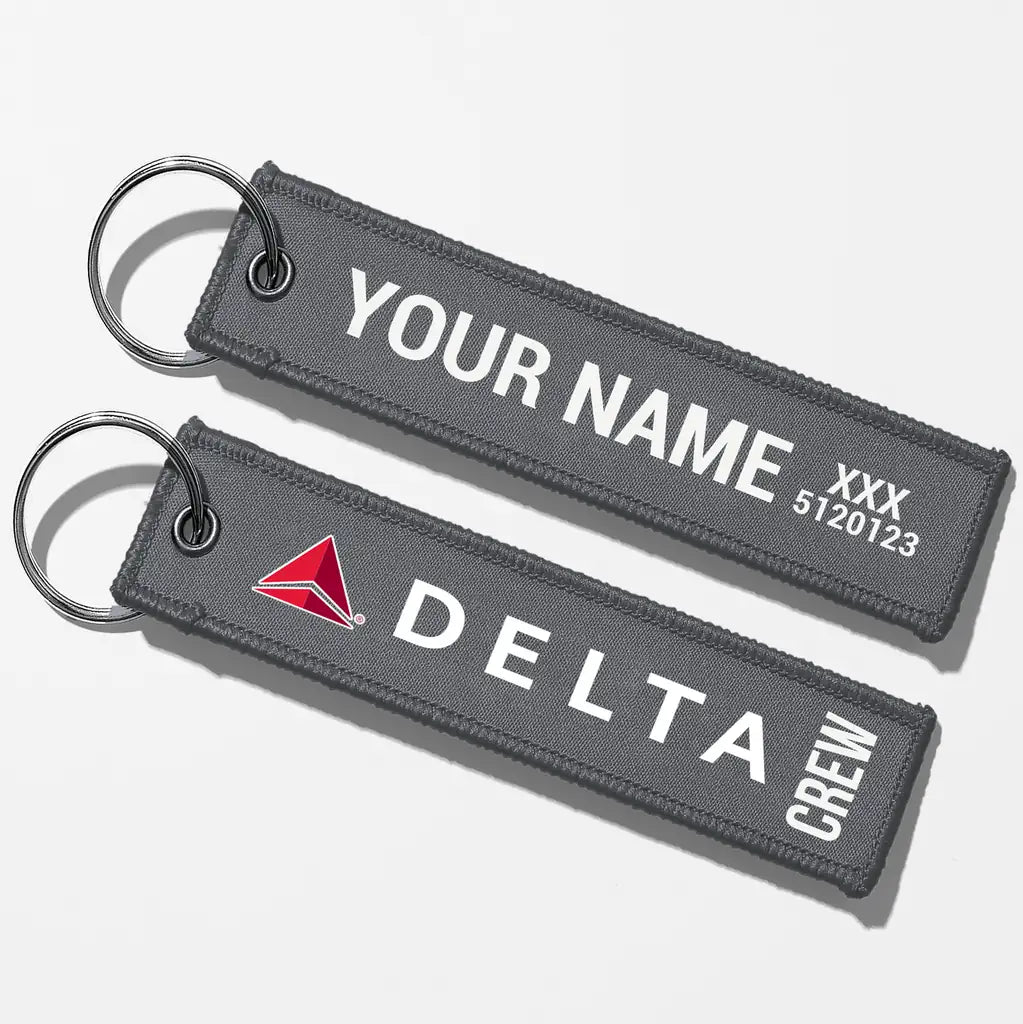 Delta Air Lines Crew & Staff Tag Key Chains - Gray - Crew + Name