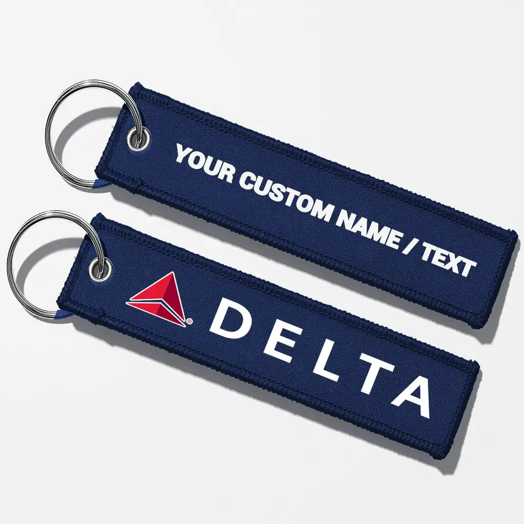 Delta Air Lines Crew & Staff Tag Key Chains - Navy Blue - Personalized