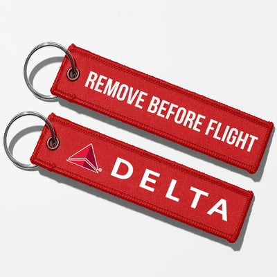 Delta Air Lines Crew & Staff Tag Key Chains - Red - Remove Before Flight