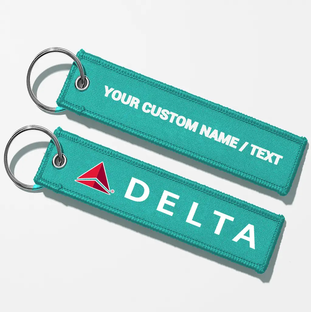 Delta Air Lines Crew & Staff Tag Key Chains - Turquoise - Personalized
