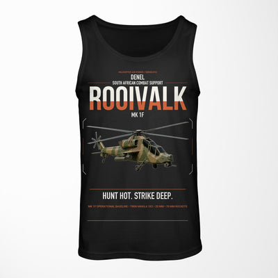 Denel Rooivalk Mk 1F design on black tank top