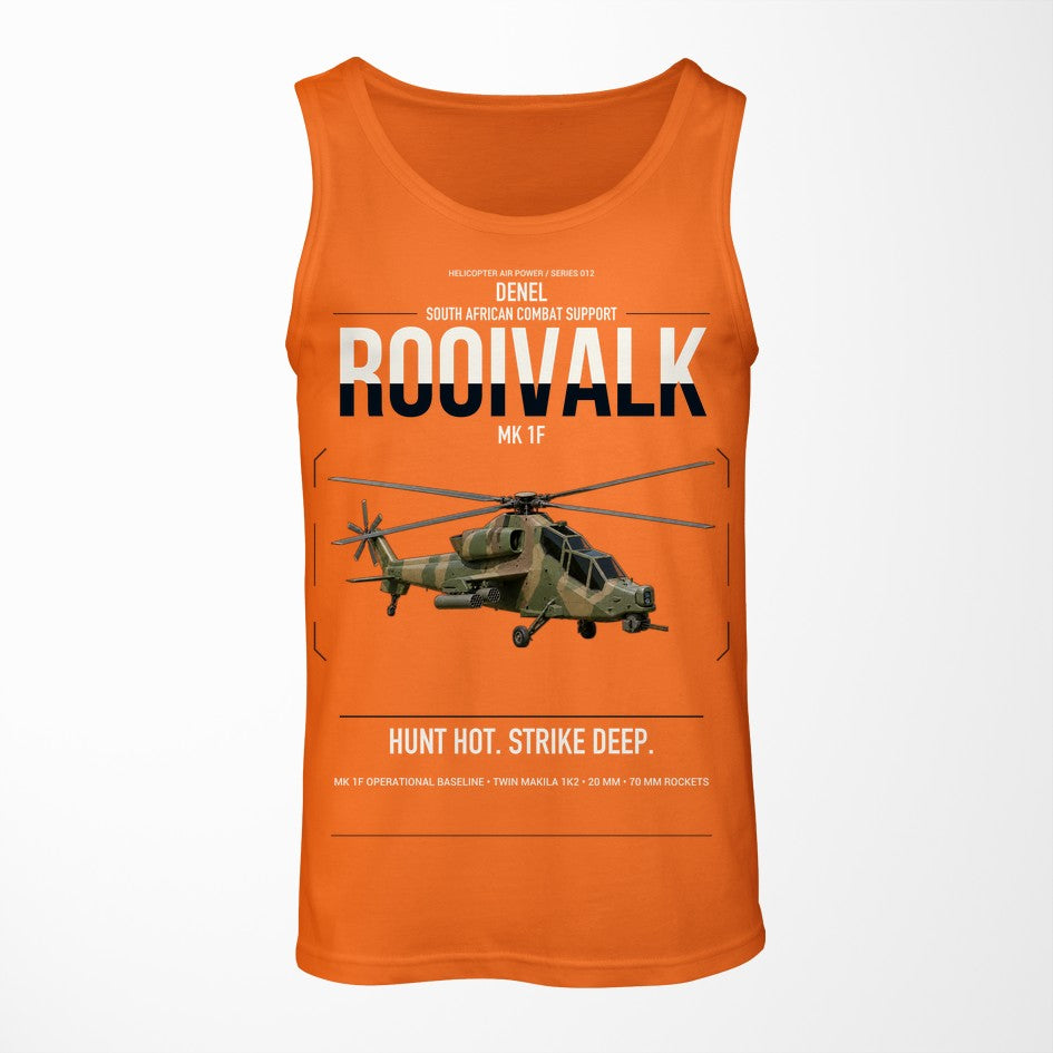Denel Rooivalk Mk 1F design on orange tank top