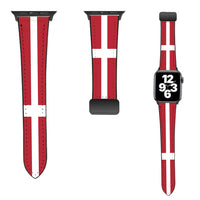 Thumbnail for Denmark Flag Designed Leather Apple Watch Straps