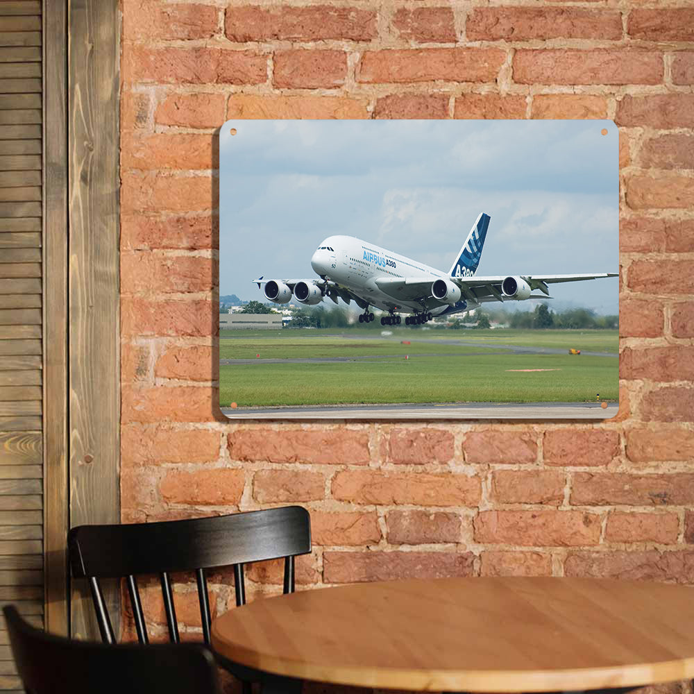 Departing Airbus A380 with Original Livery Printed Metal Sign