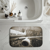 Thumbnail for Departing Aircraft & City Scene behind Designed Bath Mats