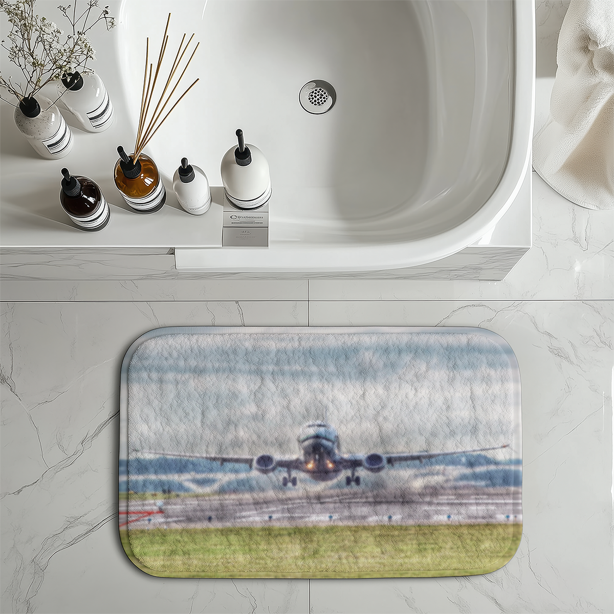Departing Boeing 737 Designed Bath Mats