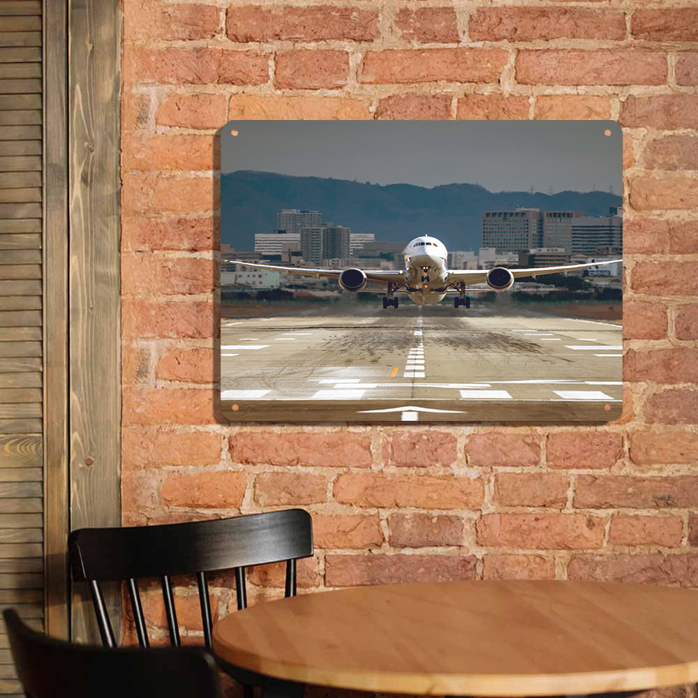 Departing Boeing 787 Dreamliner Printed Metal Sign