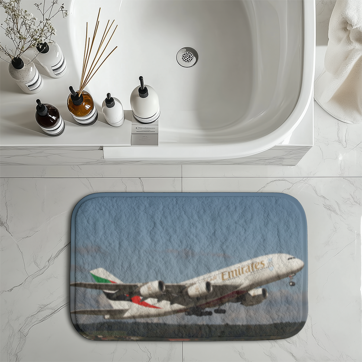 Departing Emirates A380 Designed Bath Mats