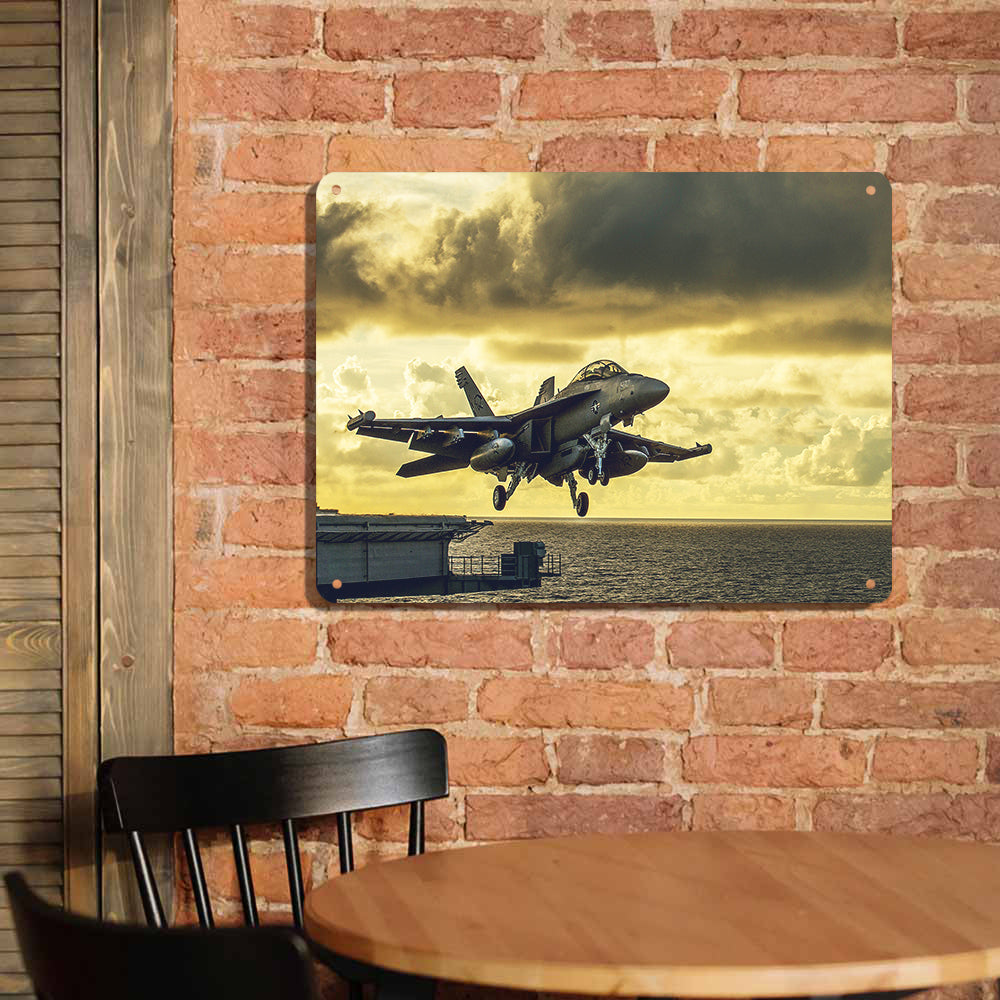 Departing Jet Aircraft Printed Metal Sign