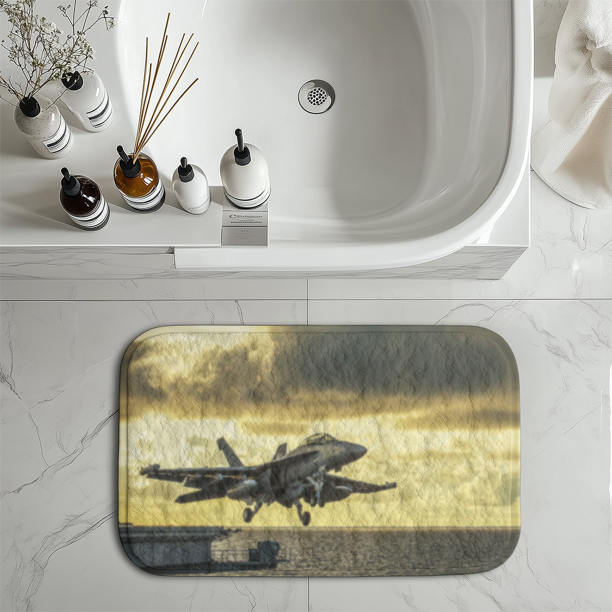 Departing Jet Aircraft Designed Bath Mats