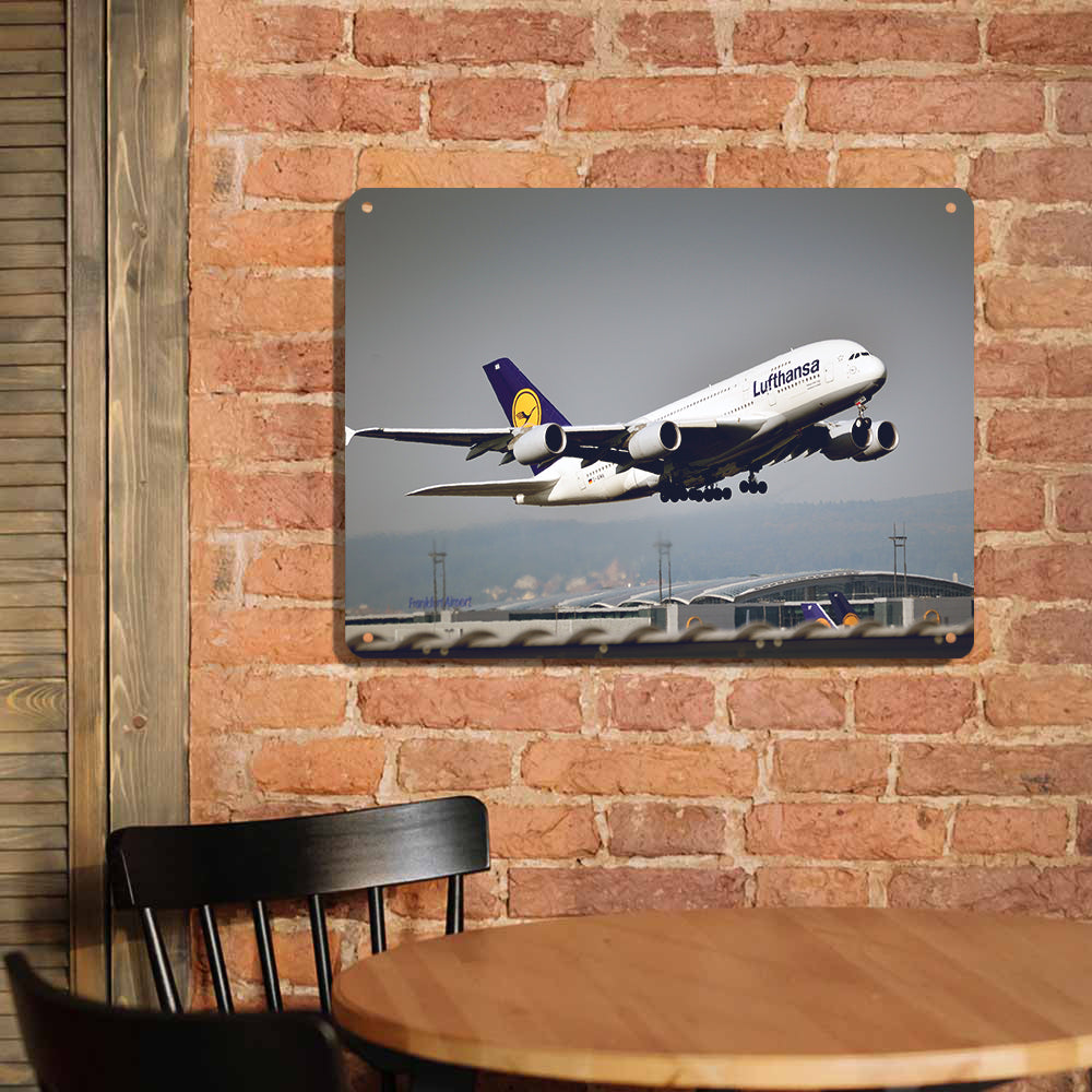 Departing Lufthansa's A380 Printed Metal Sign