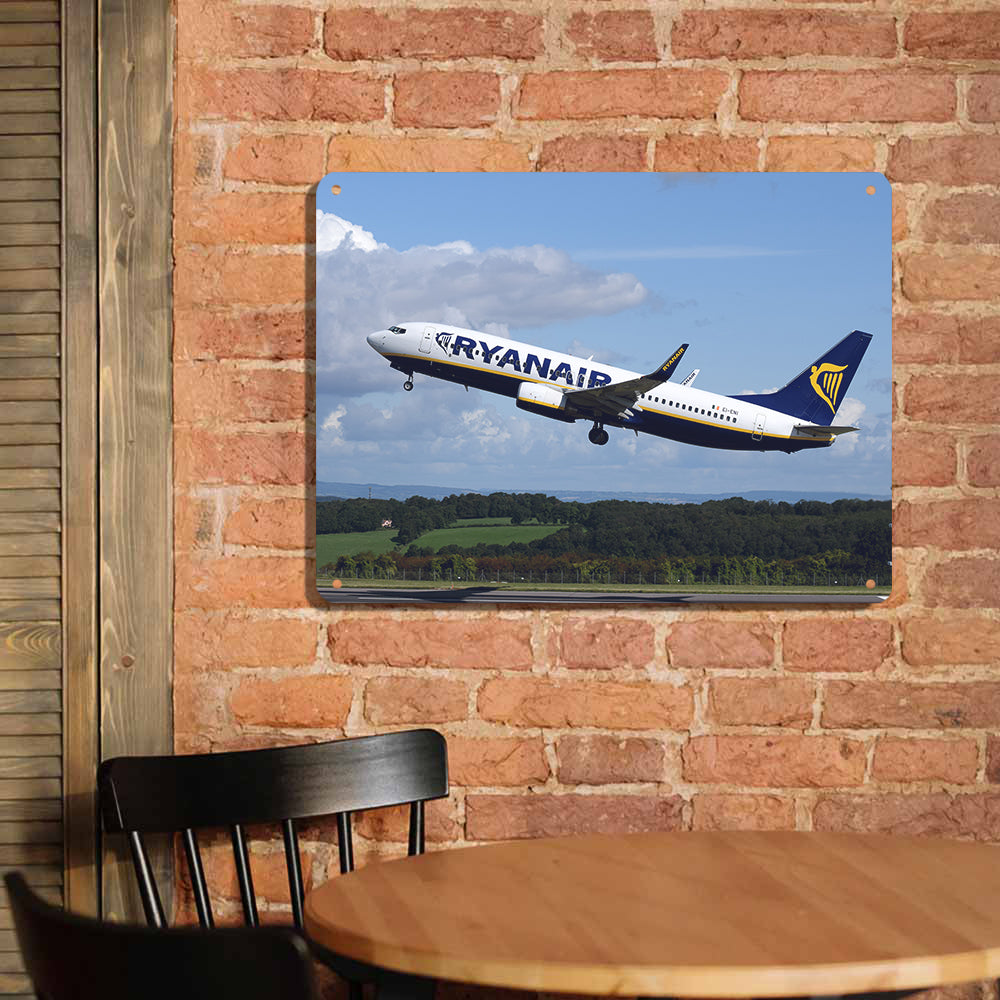 Departing Ryanair's Boeing 737 Printed Metal Sign