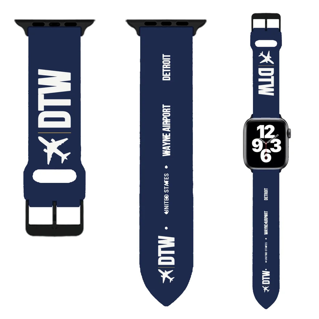 WBV6 | Detroit Metropolitan Wayne County Airport DTW | Navy Blue (Metal Buckle)