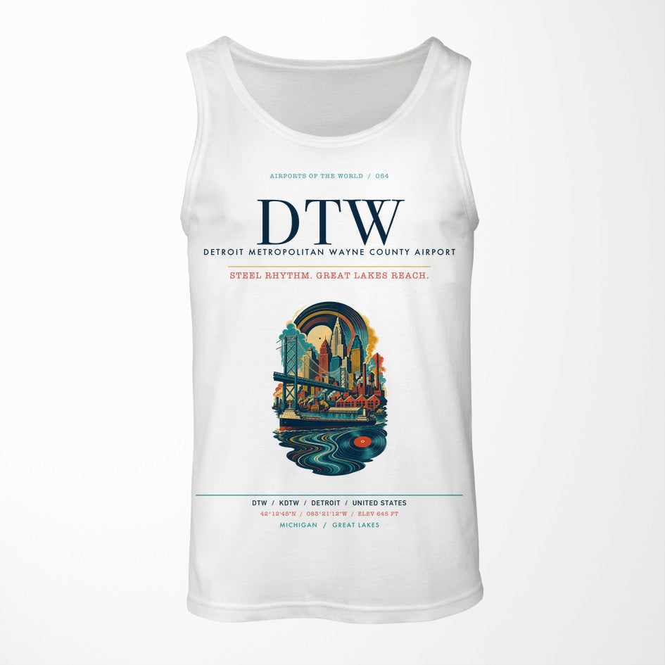 Detroit Metropolitan Wayne County Airport (DTW) design on white tank top