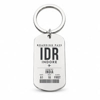 Thumbnail for Devi Ahilya Bai Holkar Airport IDR - Key Chain - Boarding Pass Style - Silver