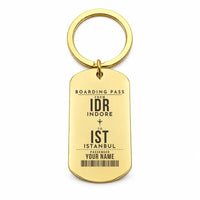 Thumbnail for Devi Ahilya Bai Holkar Airport IDR - Key Chain - Customizable Boarding Pass - Gold