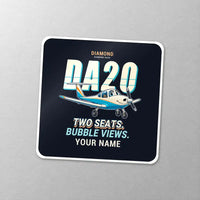 Thumbnail for Diamond DA20 - Cartoon + Name - Square Sticker - Close-up