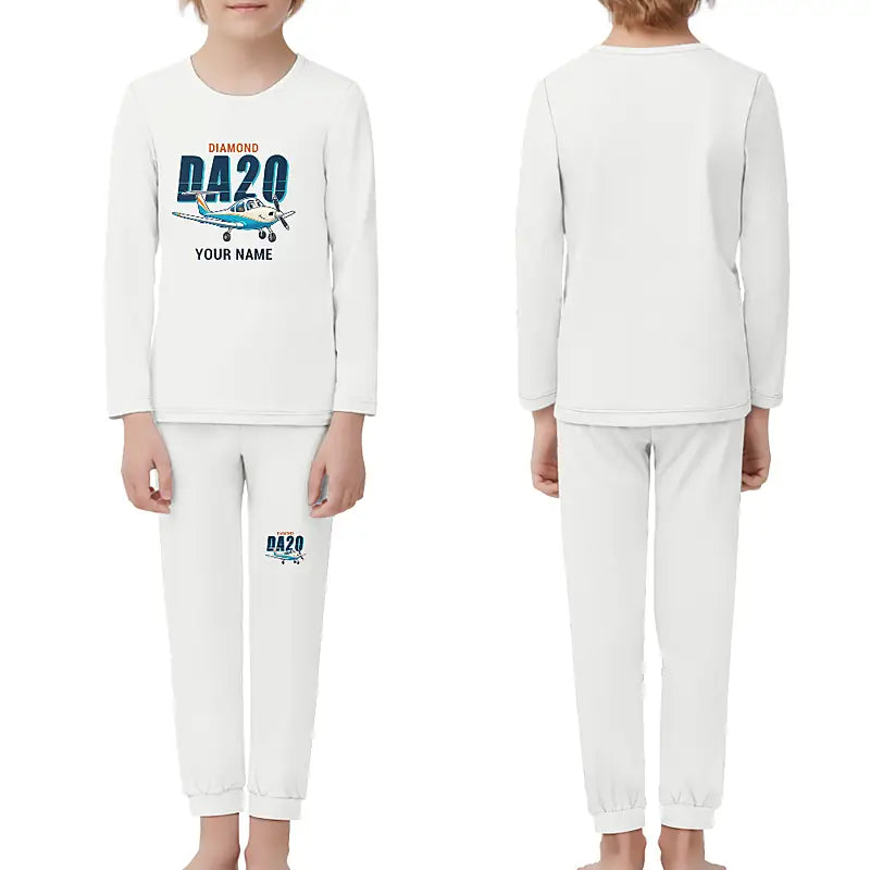 Diamond DA20 - Children Pajamas - Cartoon Chest + Name - White