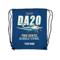Thumbnail for Diamond DA20 - Drawstring Bag - Cartoon + Name - Blue
