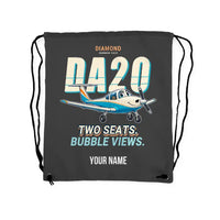 Thumbnail for Diamond DA20 - Drawstring Bag - Cartoon + Name - Gray