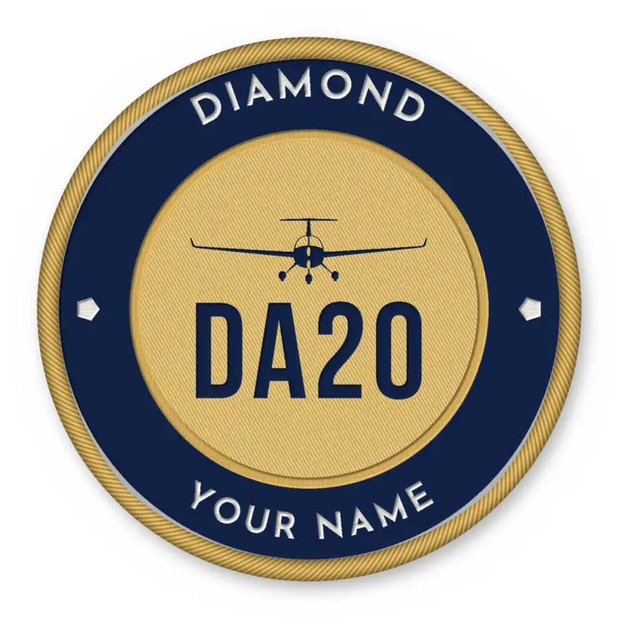 Diamond DA20 Patches - Circle + Name - Navy Gold