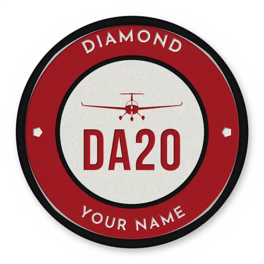 Diamond DA20 Patches - Circle + Name - Red White