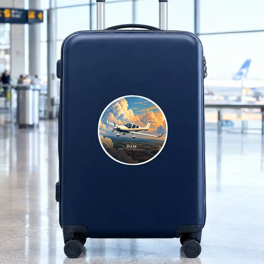 Diamond DA40 - 3D - Circle Sticker - Suitcase