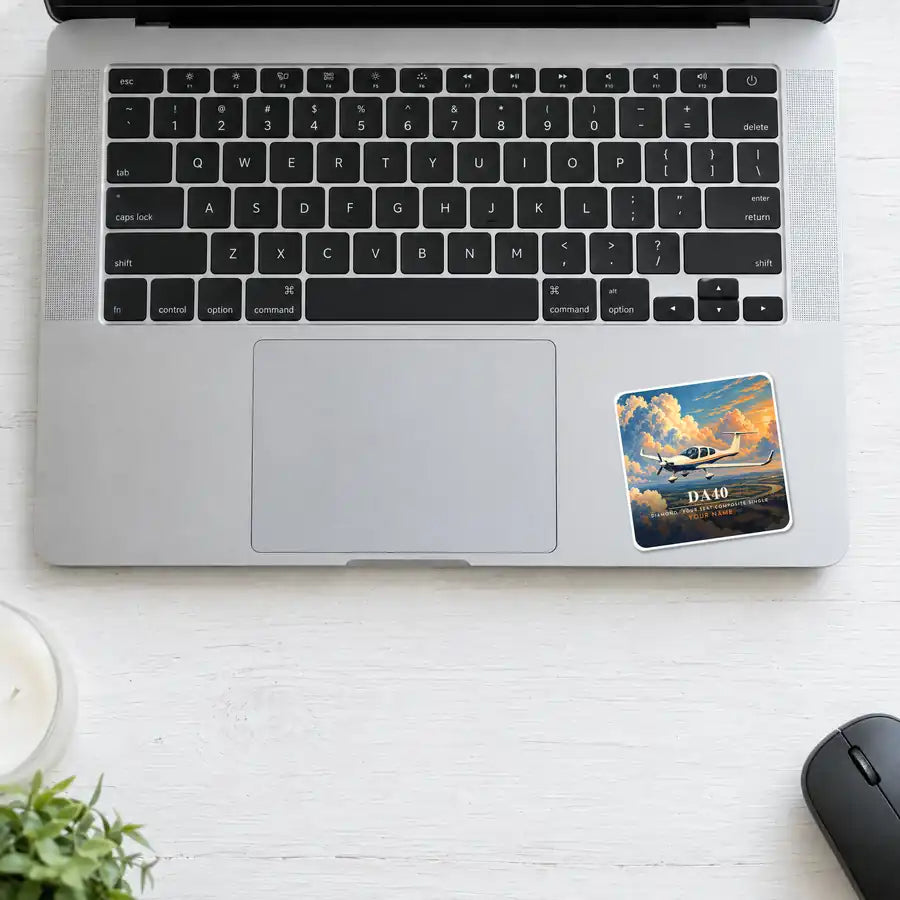 Diamond DA40 - 3D + Name - Square Sticker - Laptop