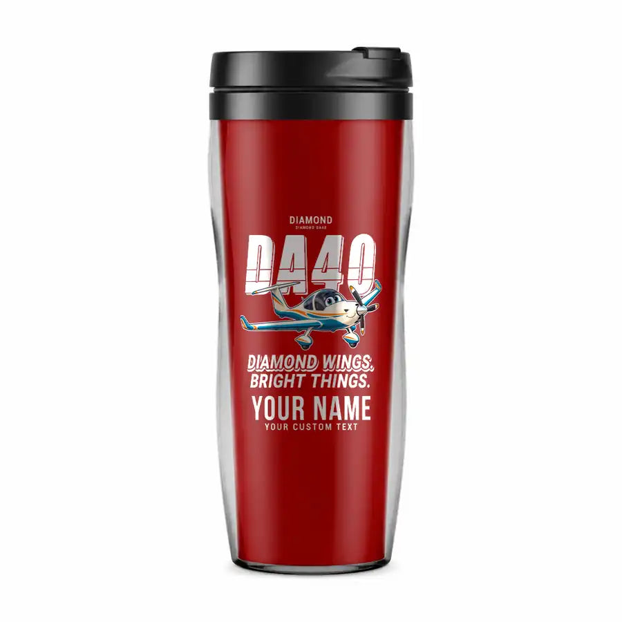 Diamond DA40 - Cartoon + Name - Plastic (No Holder) - Red