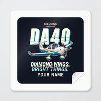 Thumbnail for Diamond DA40 - Cartoon + Name - Square Sticker - Peel