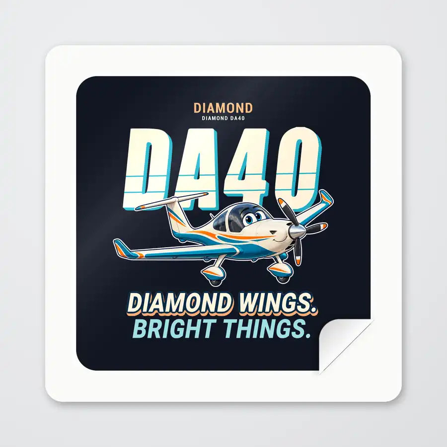 Diamond DA40 - Cartoon - Square Sticker - Peel
