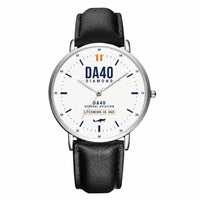 Thumbnail for Diamond DA40 - Classic - White - Slim Leather - Silver and Black Leather Strap