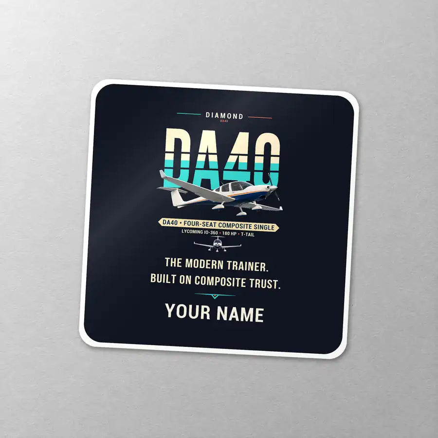 Diamond DA40 - Original + Name - Square Sticker - Close-up