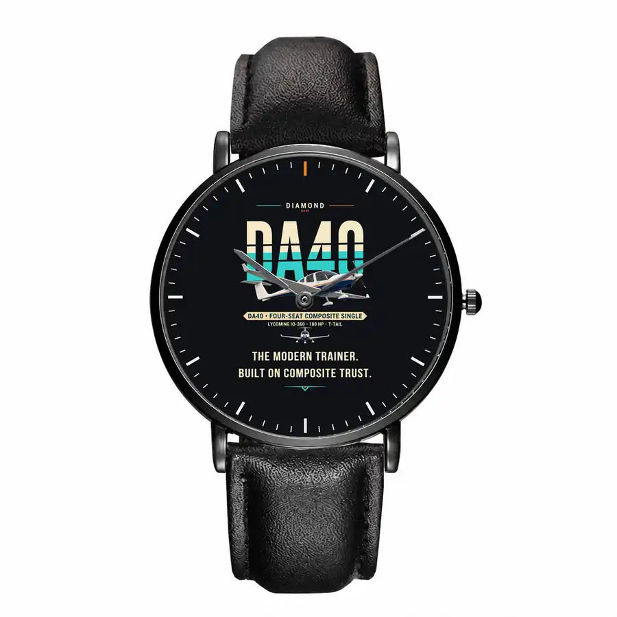 Diamond DA40 - Original - Slim Leather - Black and Black Leather Strap