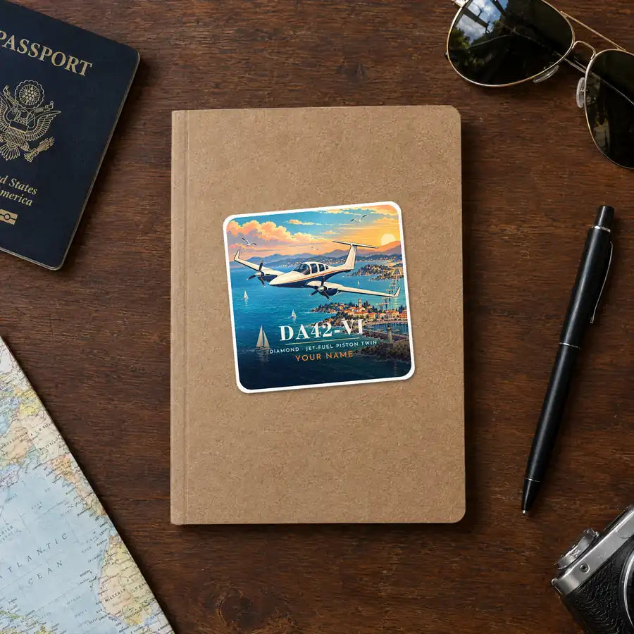 Diamond DA42-VI - 3D + Name - Square Sticker - Notebook