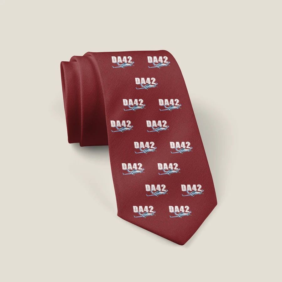 Diamond DA42-VI - Cartoon Pattern - Tie - Dark Red