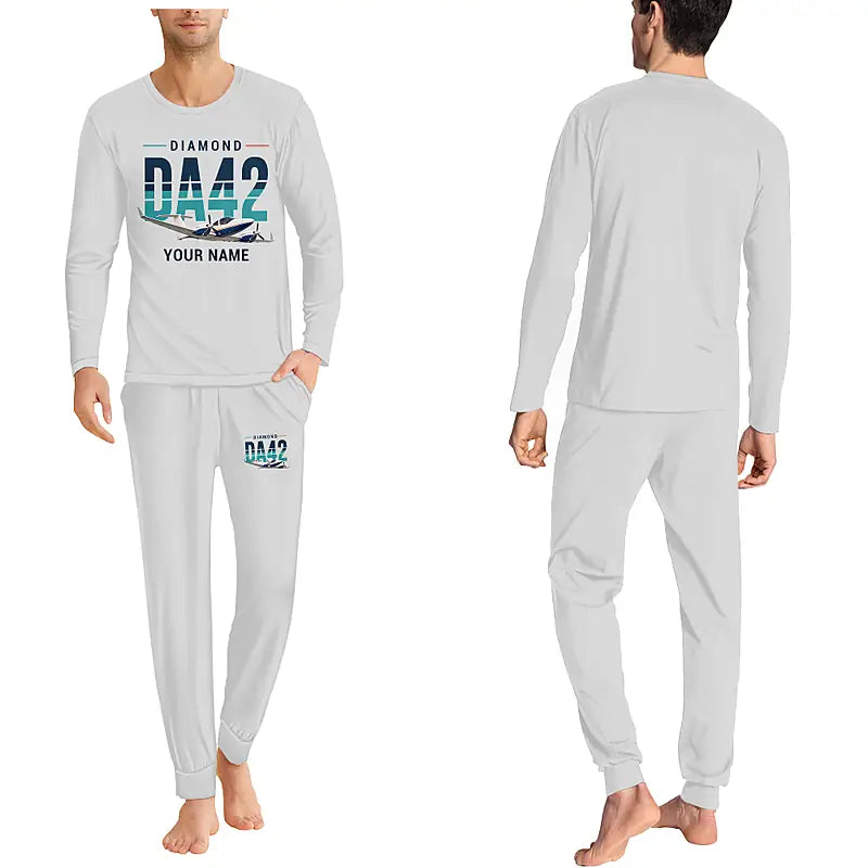 Diamond DA42-VI - Men Pajamas - Original Chest + Name - Light Gray