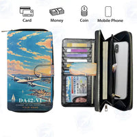 Thumbnail for Diamond DA42-VI Leather Wallets - Zip Long Wallet - 3D + Name