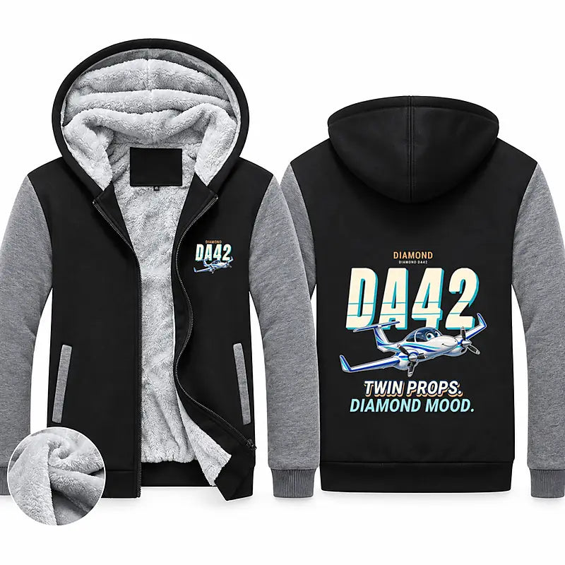 Diamond DA42-VI Zipped Sweatshirts - Cartoon - Black & Gray