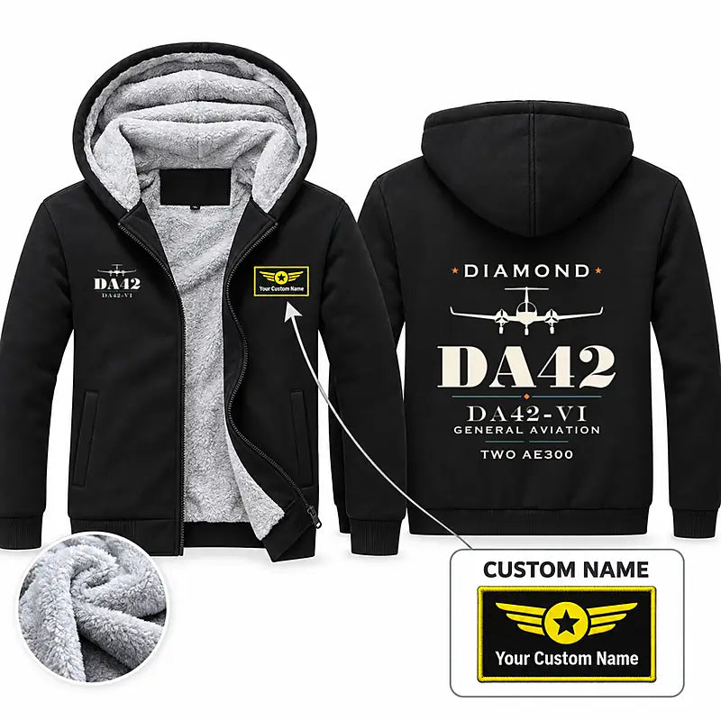 Diamond DA42-VI Zipped Sweatshirts - Heritage + Name - Black