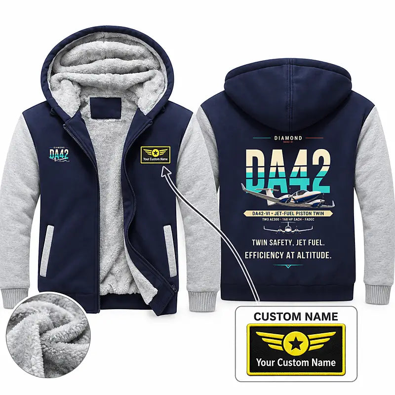 Diamond DA42-VI Zipped Sweatshirts - Original + Name - Navy & Gray