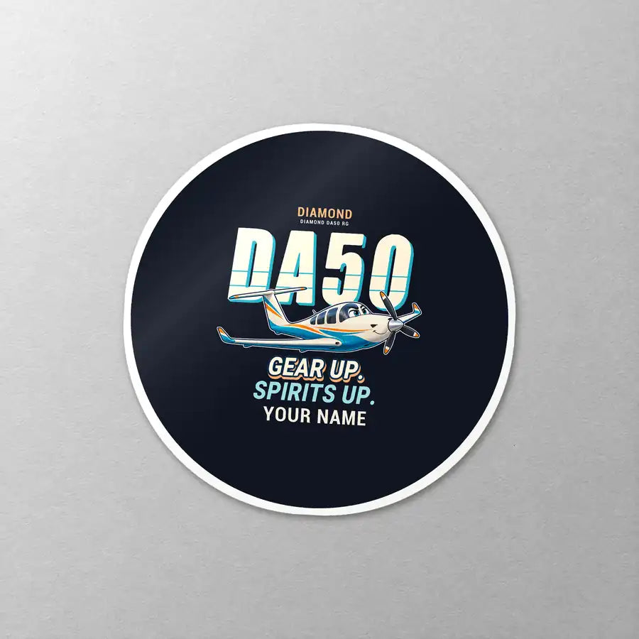 Diamond DA50 RG - Cartoon + Name - Circle Sticker - Close-up
