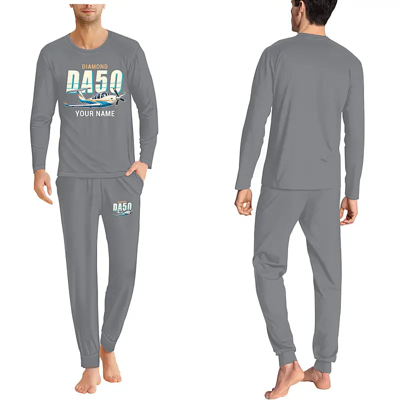 Diamond DA50 RG - Men Pajamas - Cartoon Chest + Name - Gray