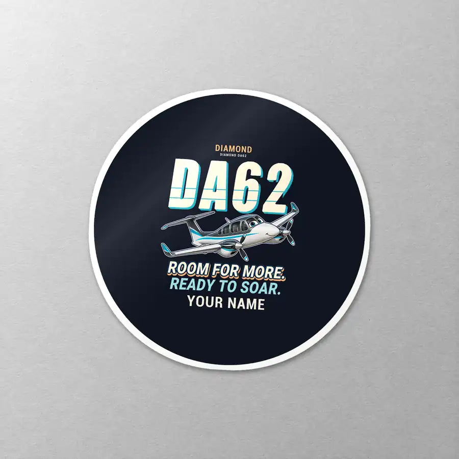 Diamond DA62 - Cartoon + Name - Circle Sticker - Close-up